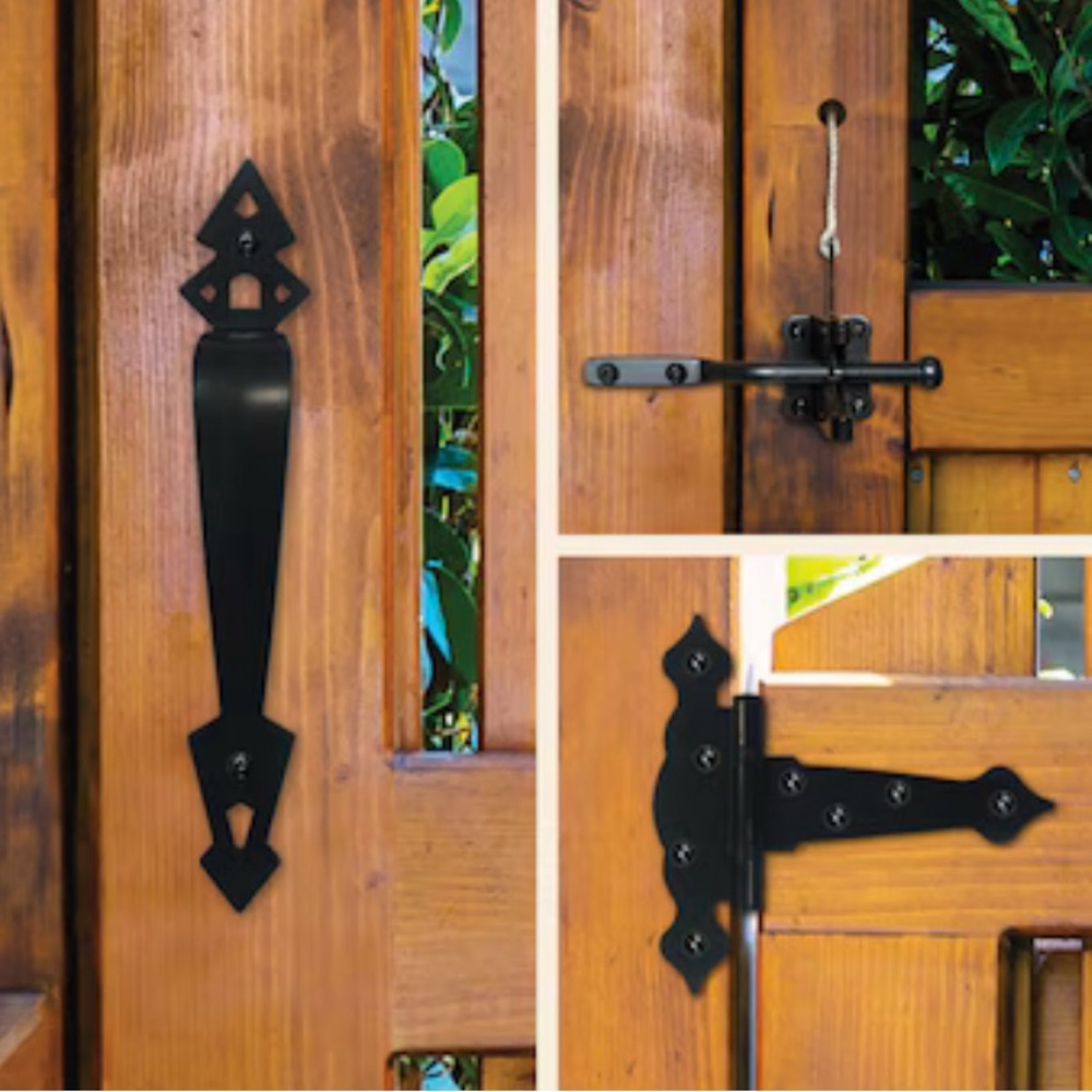 NUVO IRON 5 in. Black Galvanized Steel Decorative Ornamental Gate Hardware Kit
